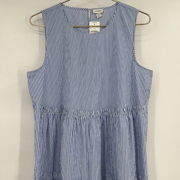 J.Crew Blue White Striped Sleeveless Tiered Midi Dress Women's Size 12 NWT - Picture 2 of 11